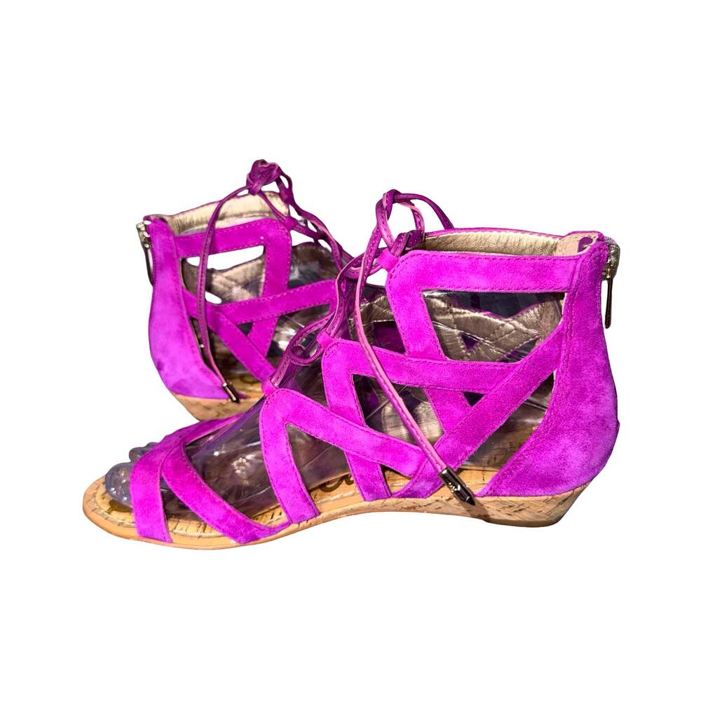 Sam Edelman Dawson Purple Suede Lace-Up Wedge Sandals Size 6M - Picture 2 of 7